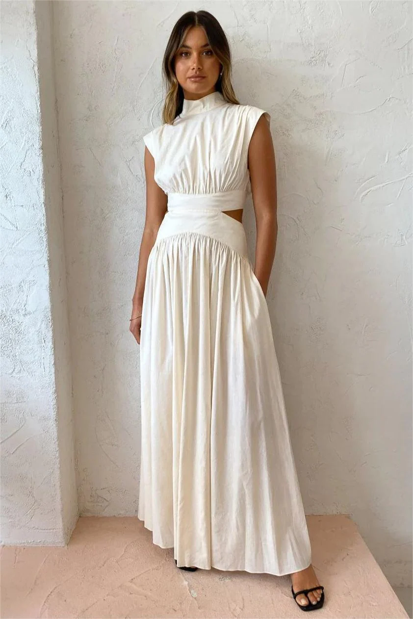 Sleeveless Turtleneck Backless Maxi Dress