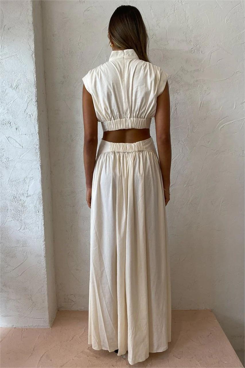 Sleeveless Turtleneck Backless Maxi Dress