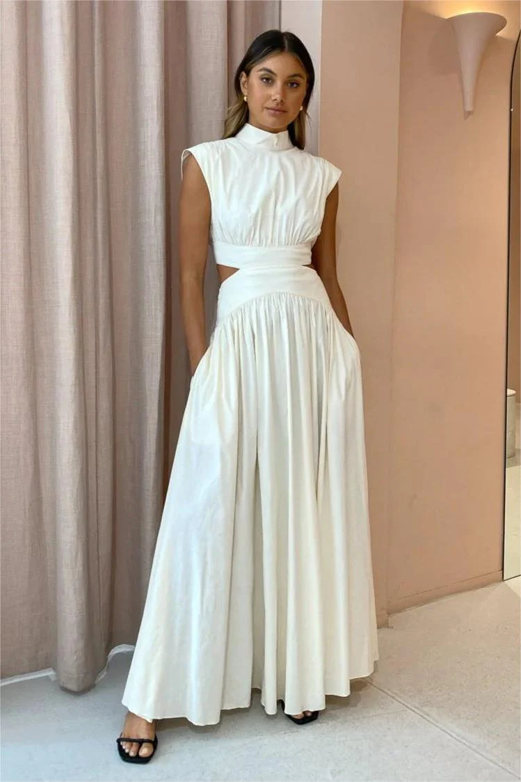 Sleeveless Turtleneck Backless Maxi Dress