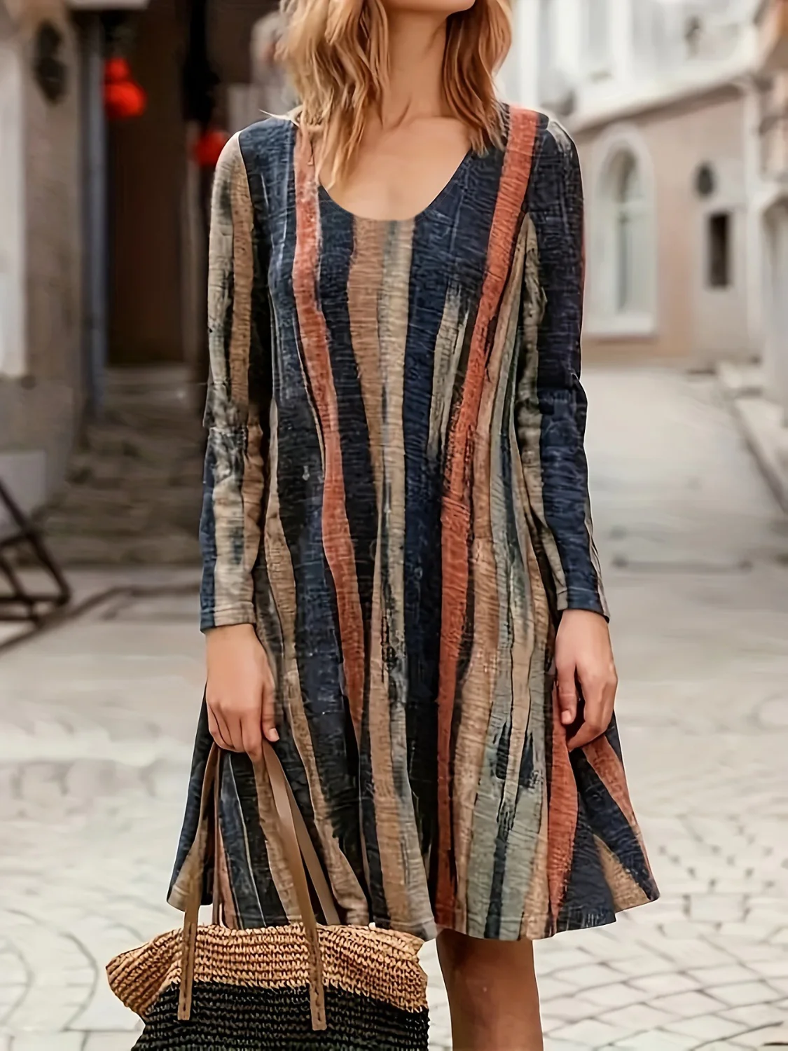 🌟 Bold Contrast Stripes Long Sleeve Mini Dress 🌟