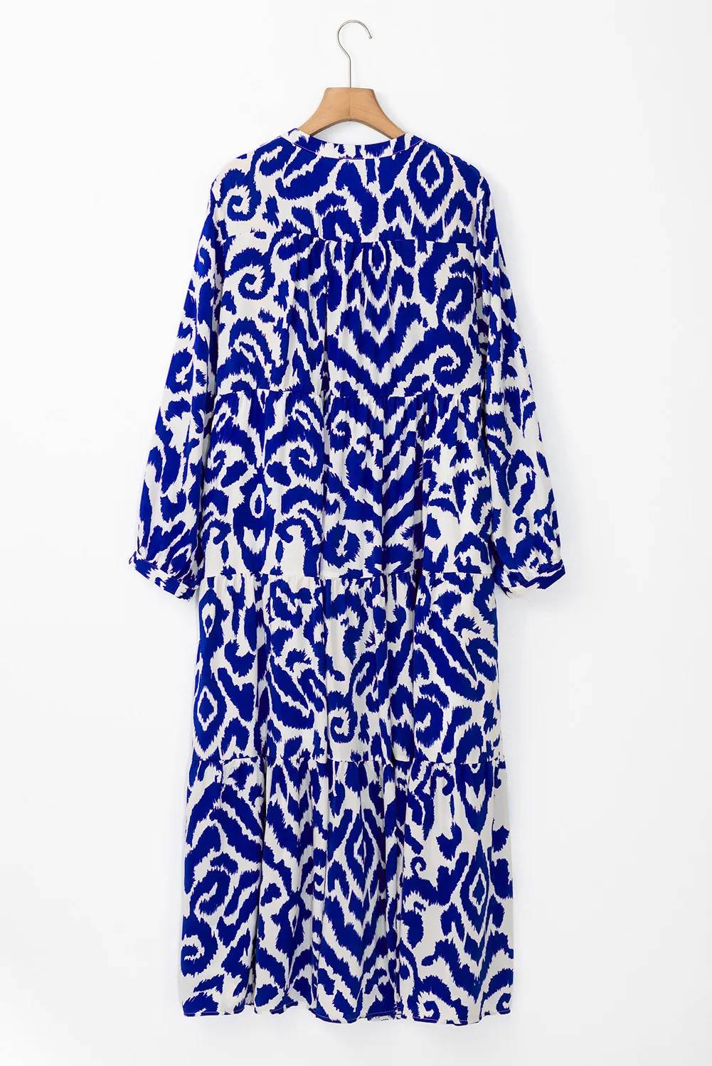 🌼 Tiered Printed Notched Long Sleeve Midi Dress 🌼