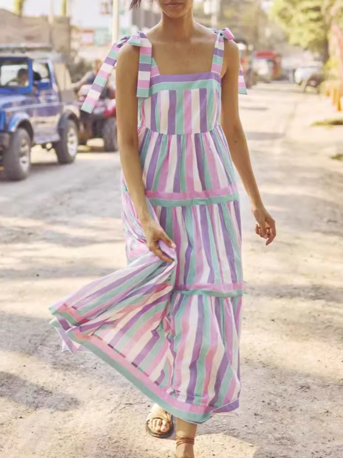 🌸 Square Neck Ruffle A-Line Summer Dress 🌸