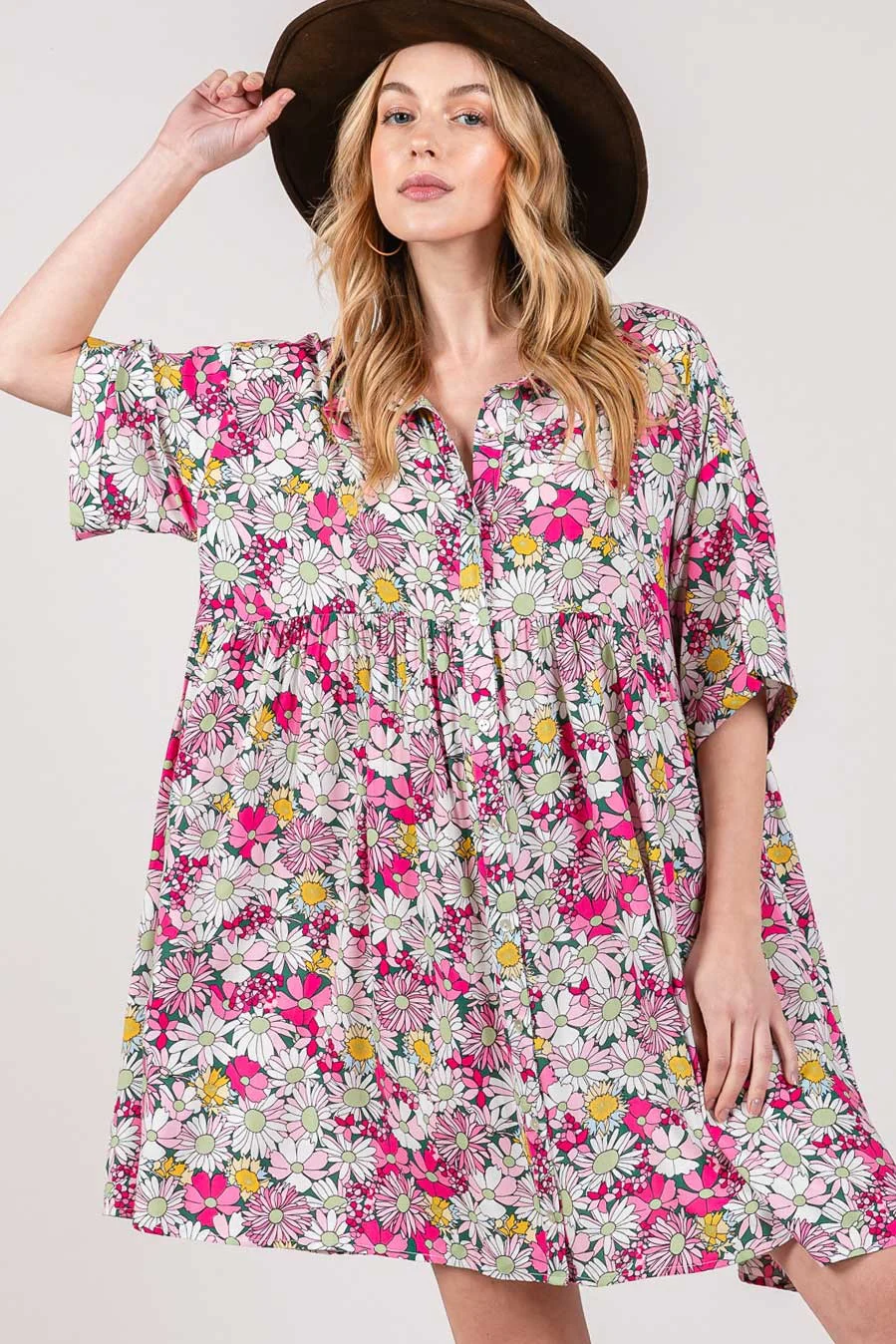 🌸 SAGE + FIG Floral Button Down Mini Shirt Dress 🌸