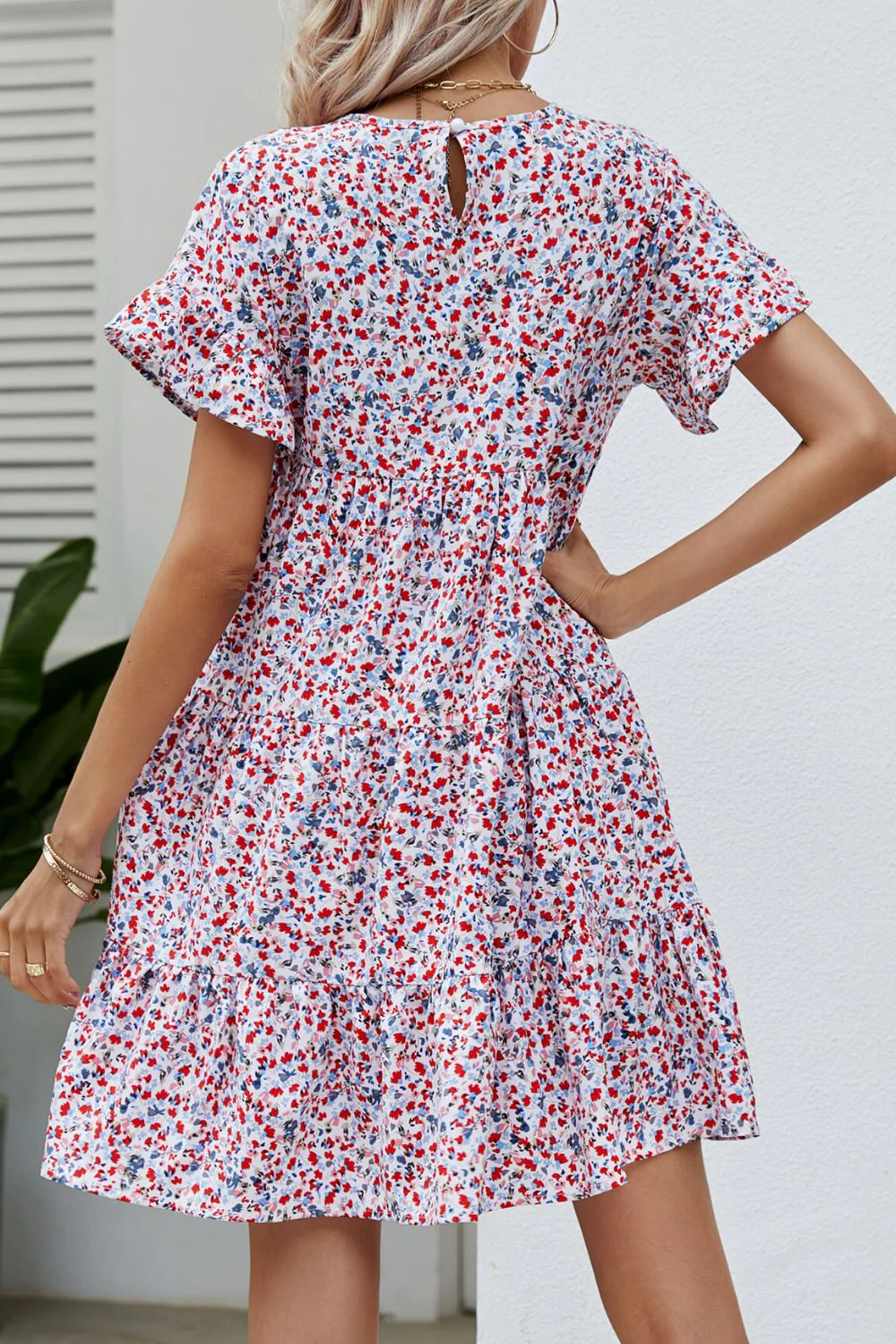 🌸 Ditsy Floral Flounce Sleeve Tiered Dress 🌸