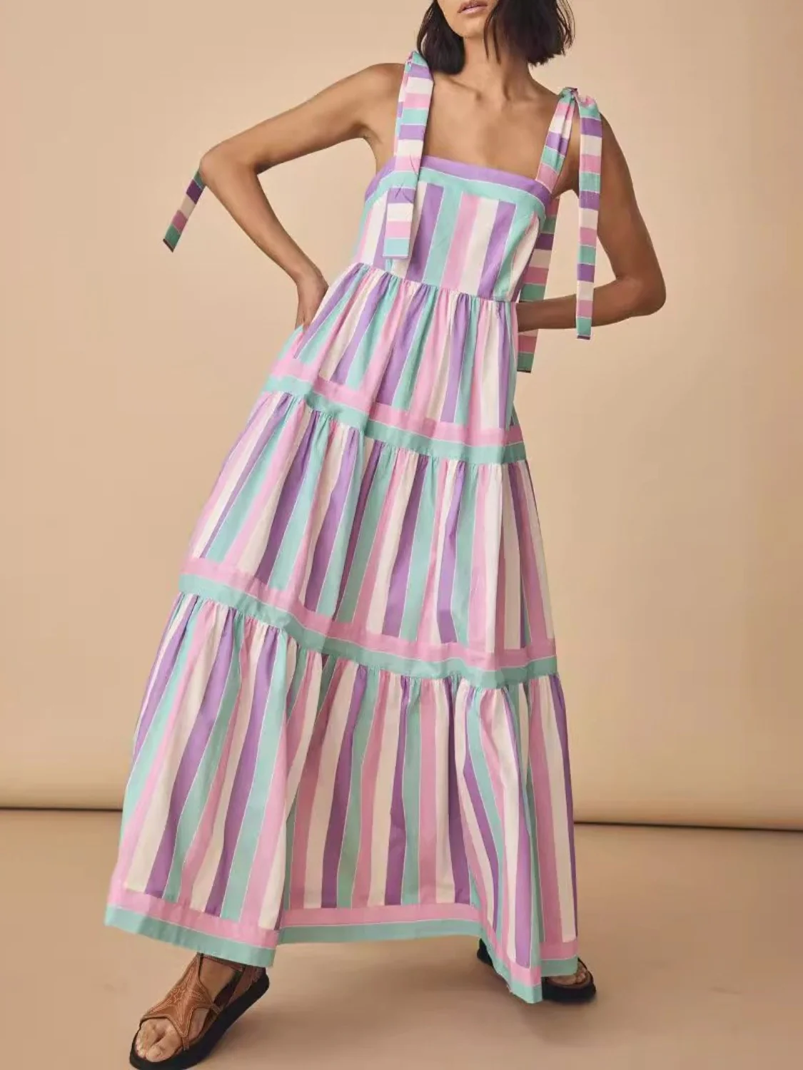 🌸 Square Neck Ruffle A-Line Summer Dress 🌸