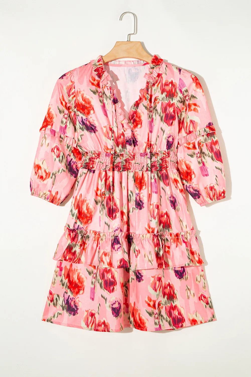 🌸 Ruffled Printed Tie Neck Mini Dress 🌸