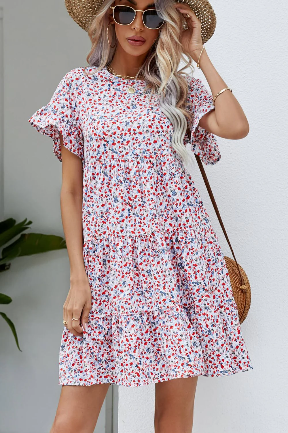 🌸 Ditsy Floral Flounce Sleeve Tiered Dress 🌸