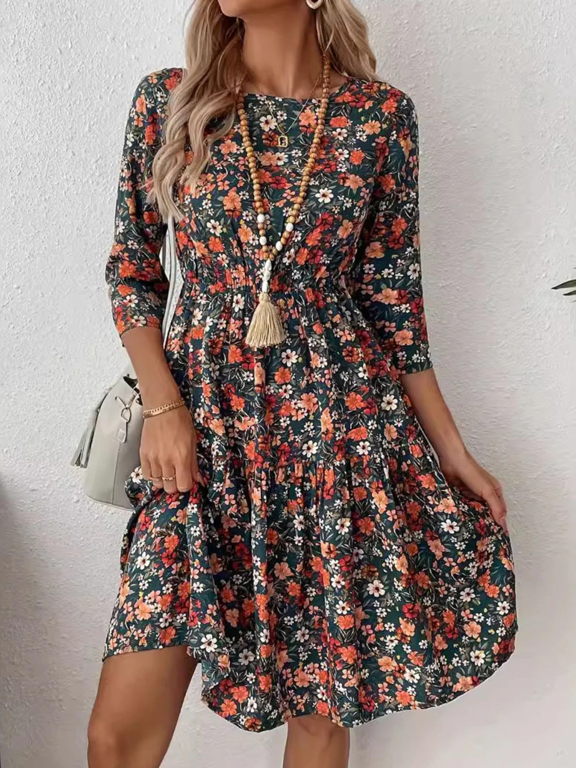 🌼 Frill Floral Round Neck Dress 🌼