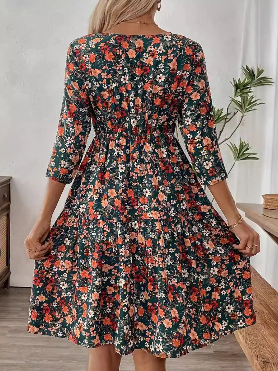 🌼 Frill Floral Round Neck Dress 🌼
