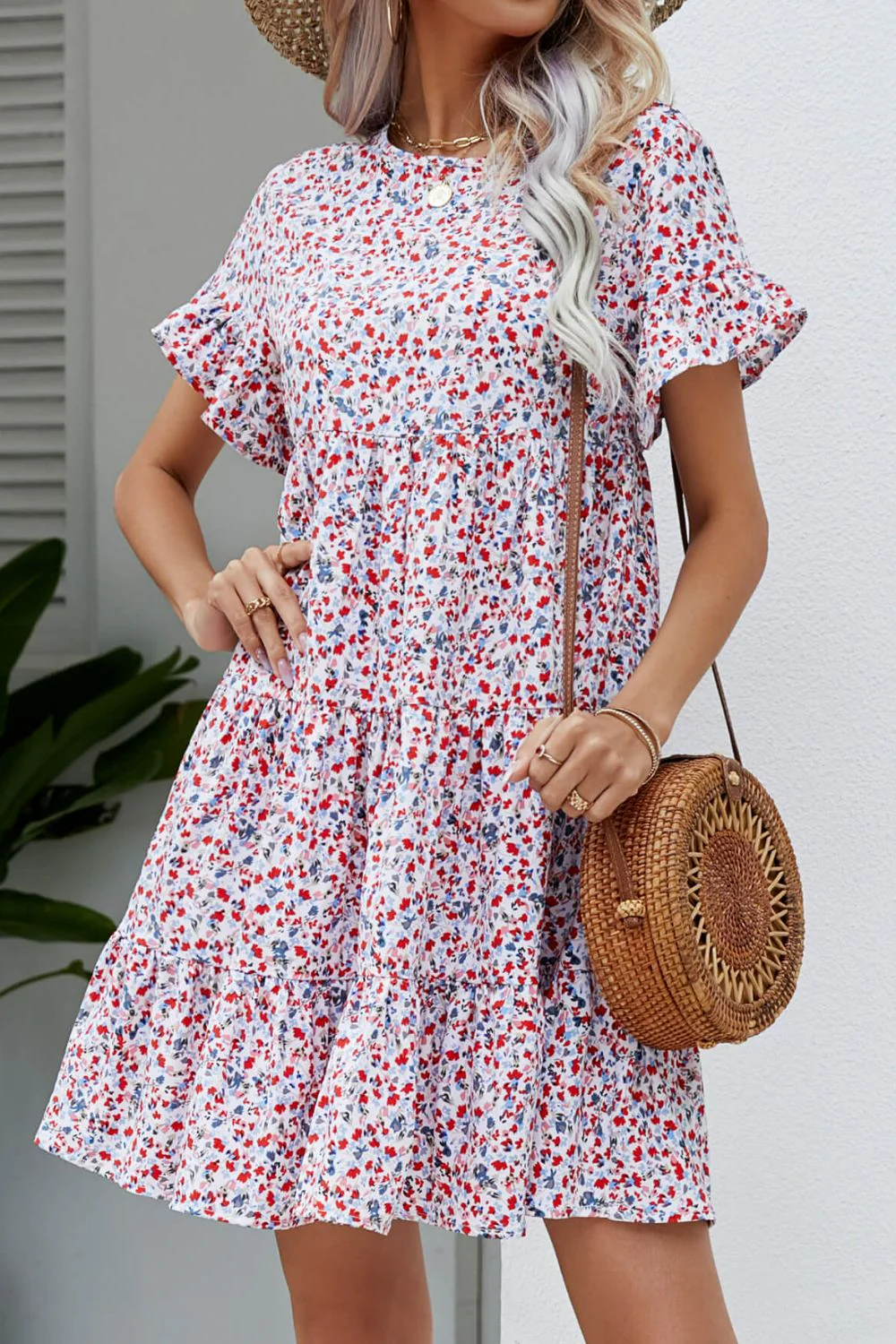 🌸 Ditsy Floral Flounce Sleeve Tiered Dress 🌸