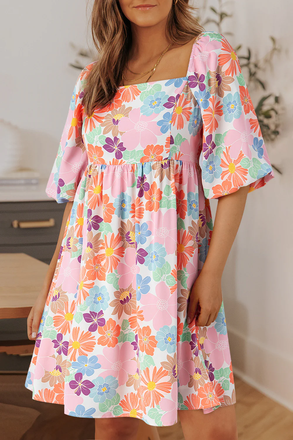 🌼 Printed Half Sleeve Mini Dress 🌼