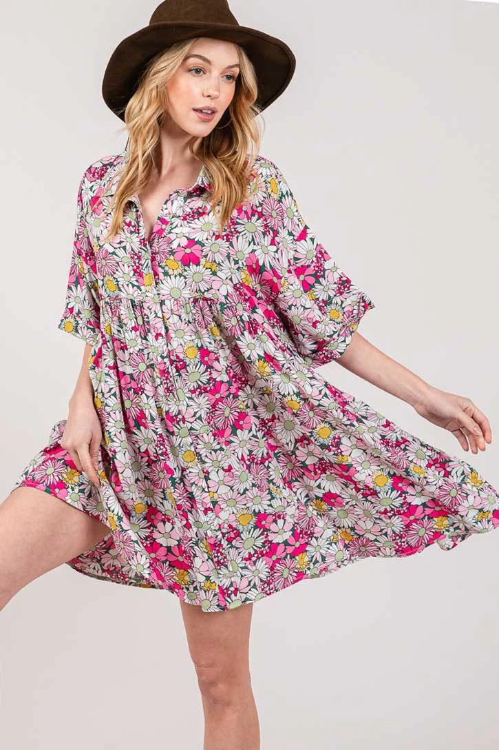 🌸 SAGE + FIG Floral Button Down Mini Shirt Dress 🌸
