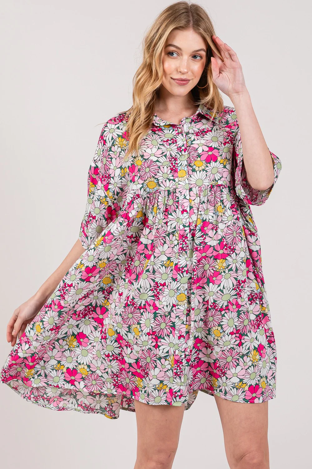 🌸 SAGE + FIG Floral Button Down Mini Shirt Dress 🌸