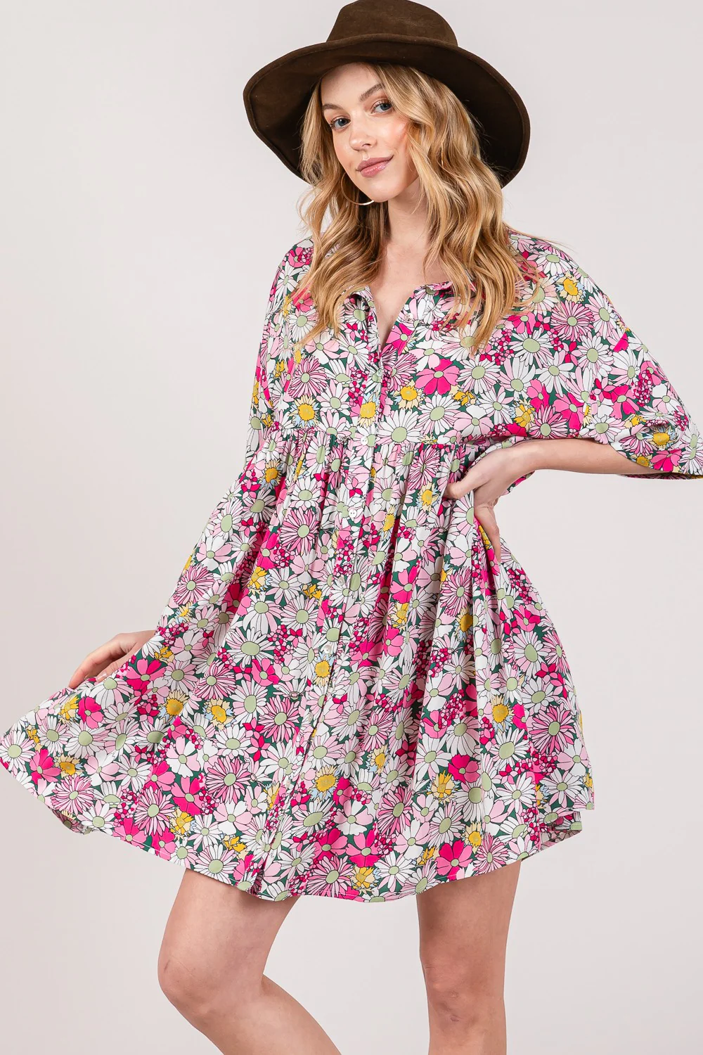🌸 SAGE + FIG Floral Button Down Mini Shirt Dress 🌸