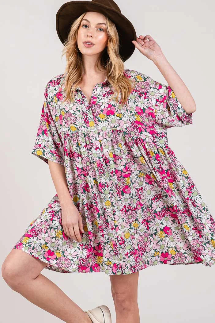 🌸 SAGE + FIG Floral Button Down Mini Shirt Dress 🌸