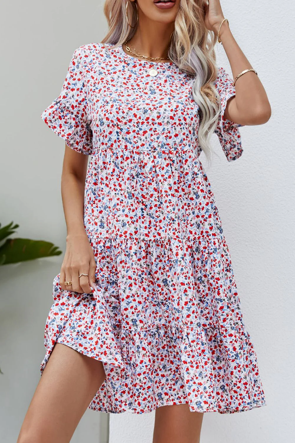 🌸 Ditsy Floral Flounce Sleeve Tiered Dress 🌸