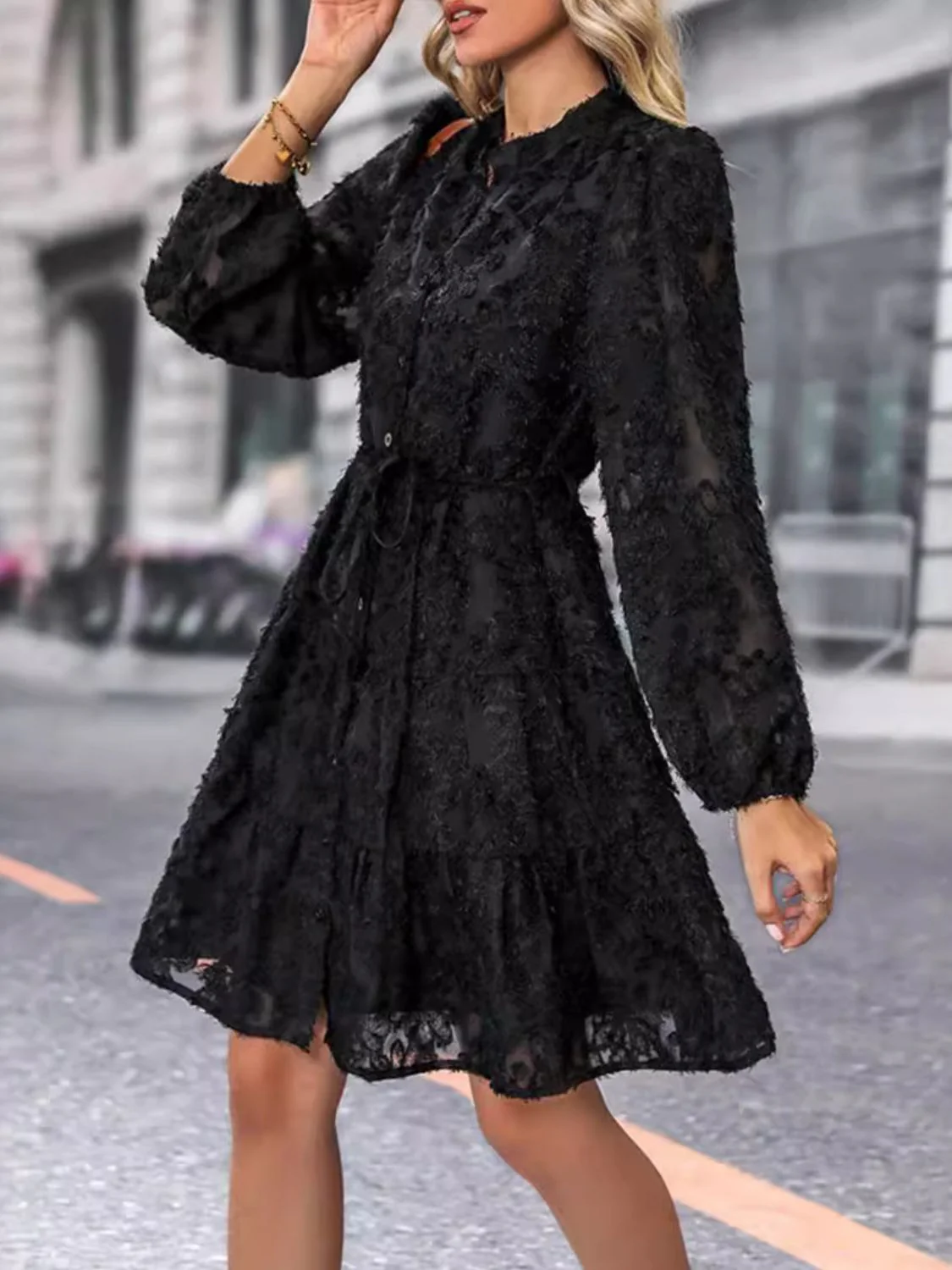 🌼 Lace Button Down Long Sleeve Mini Dress 🌼