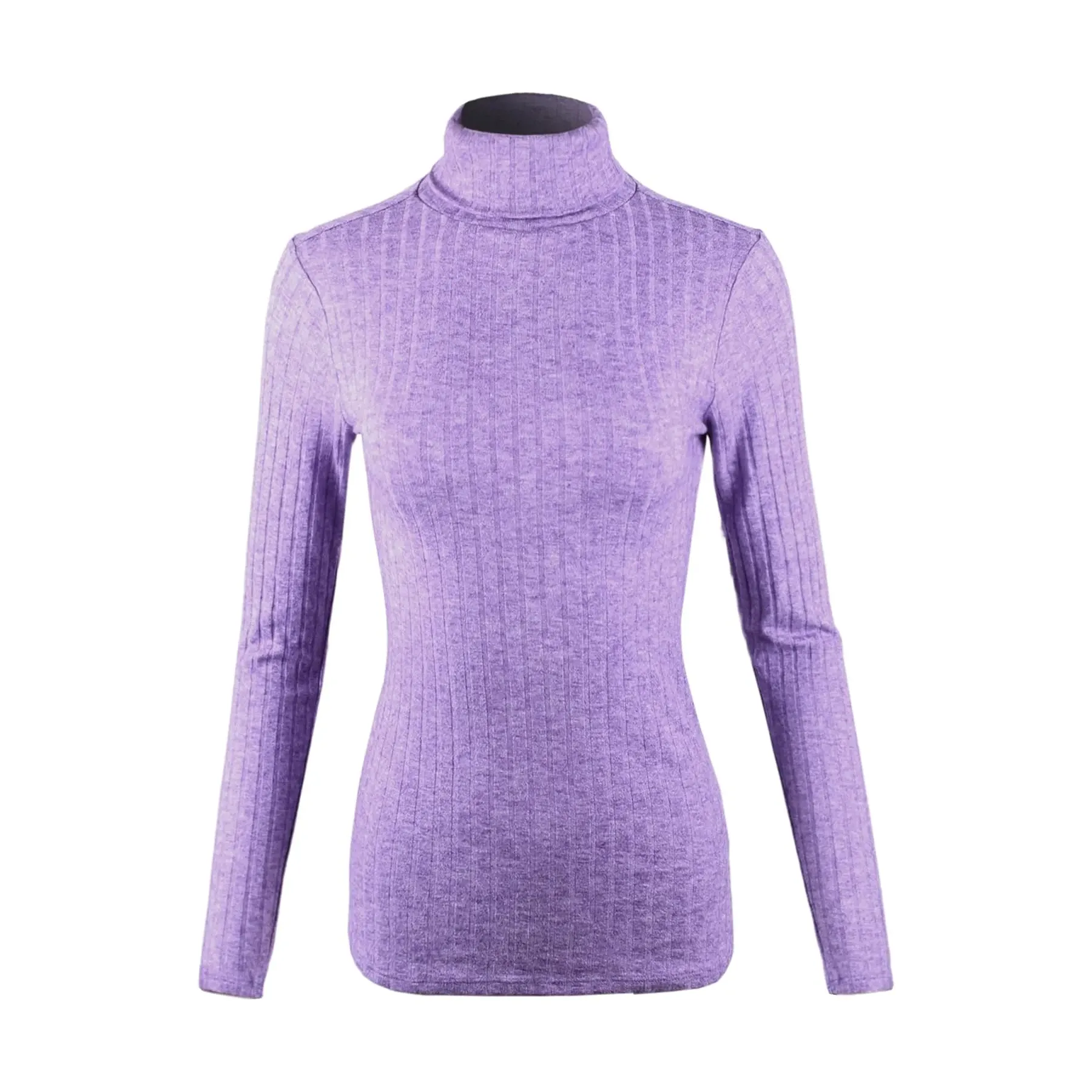 Women's Casual Ribbed Long Sleeve Turtle Neck Top Shirts