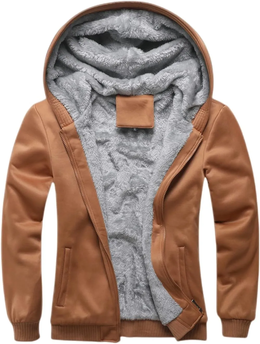 Womens Fashion Fleece Sherpa Lined Hooded Coat Winter Thicken Warm Jacket