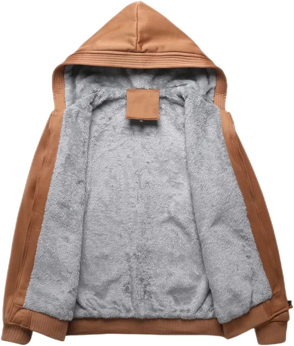 Womens Fashion Fleece Sherpa Lined Hooded Coat Winter Thicken Warm Jacket