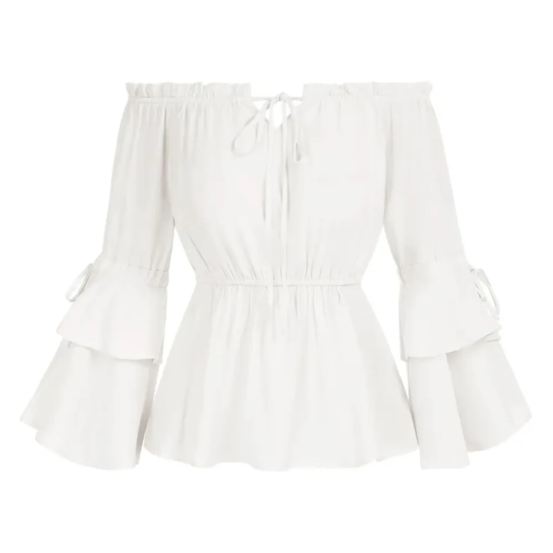 Renaissance Peasant Blouses for Women Peplum Tops Bell Sleeve Dressy Casual Shirts