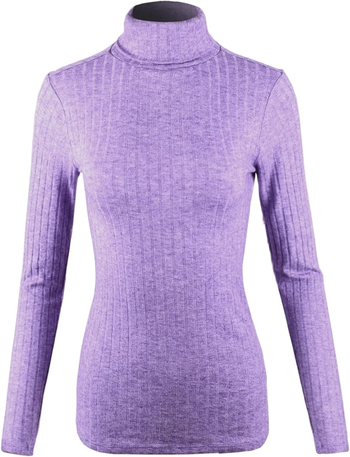 Women's Casual Ribbed Long Sleeve Turtle Neck Top Shirts