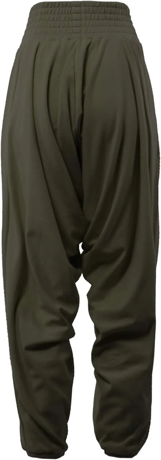 Women's Baggy Tapered Elastic High Waist Wide Leg Pockets Hammer Pants