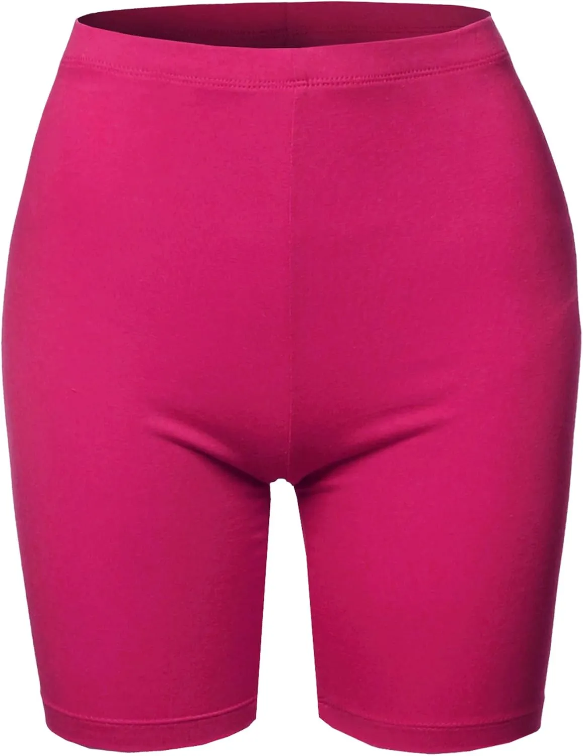 Women's Basic Solid Premium Cotton Mid Thigh High Rise Biker Bermuda Shorts