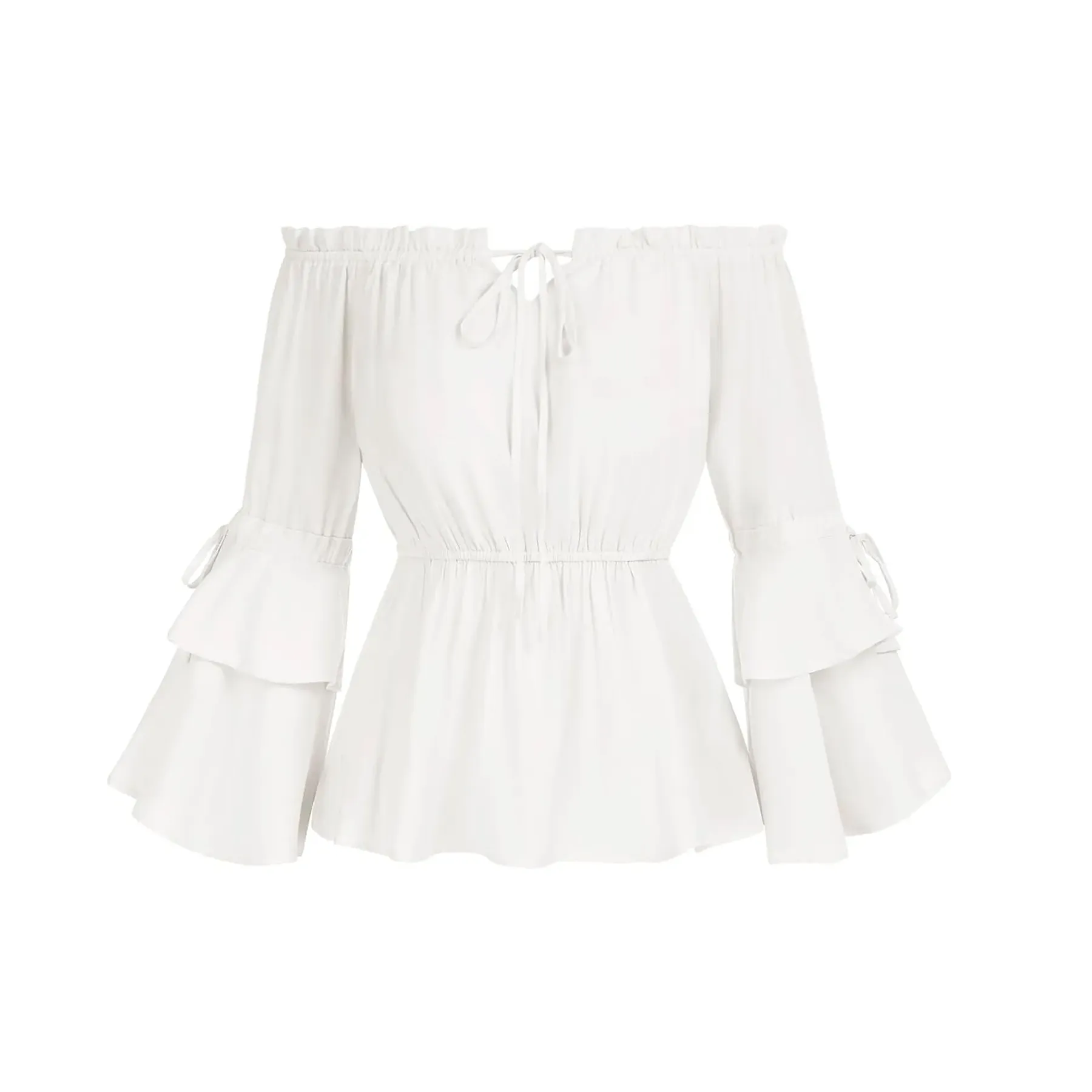 Renaissance Peasant Blouses for Women Peplum Tops Bell Sleeve Dressy Casual Shirts