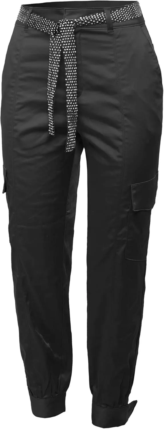 Women's Rhinestone Cropped Wide Leg High Rise Denim Jean