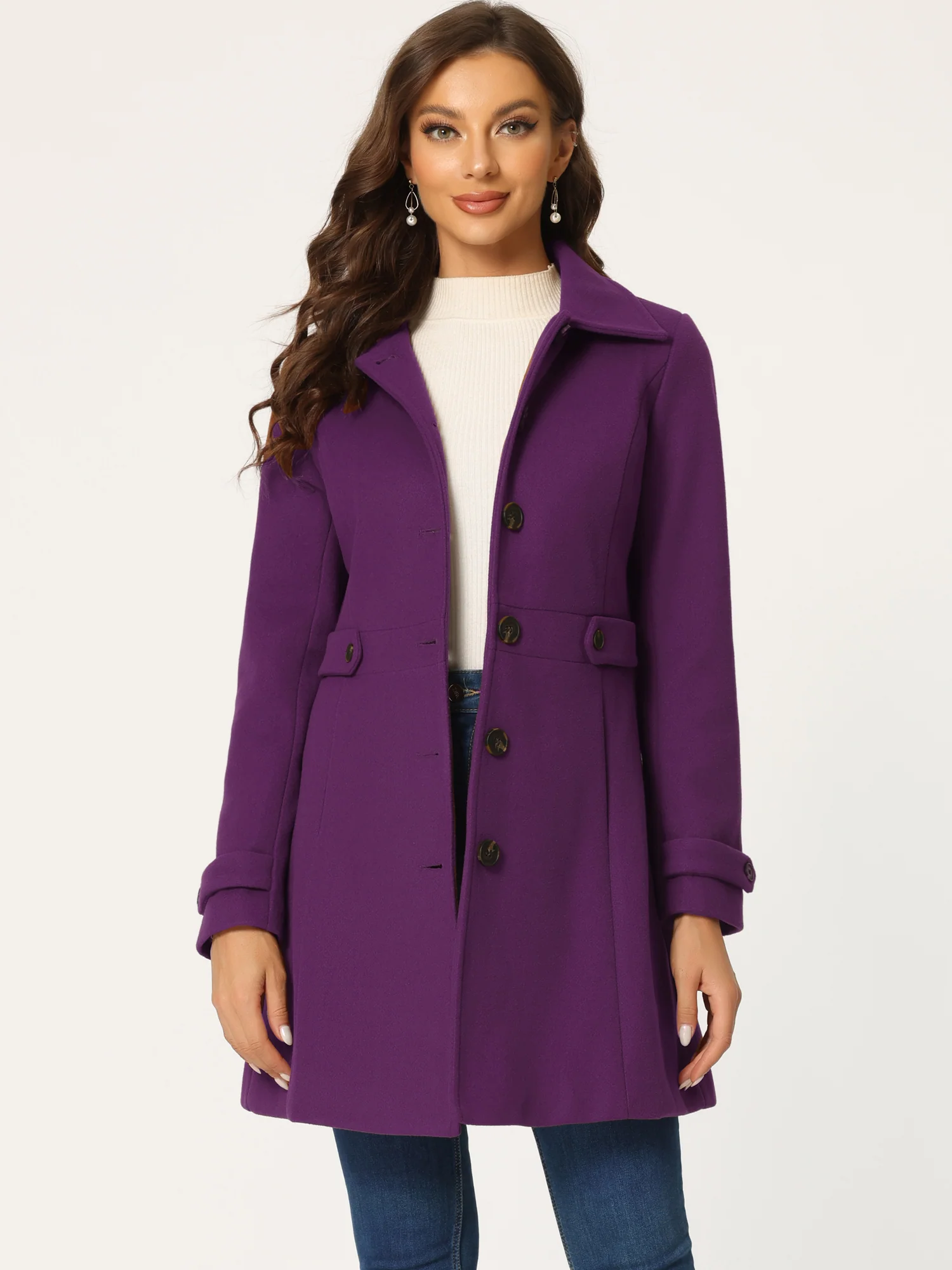 Winter Classic Outwear Overcoat with Pockets Single Breasted Coat