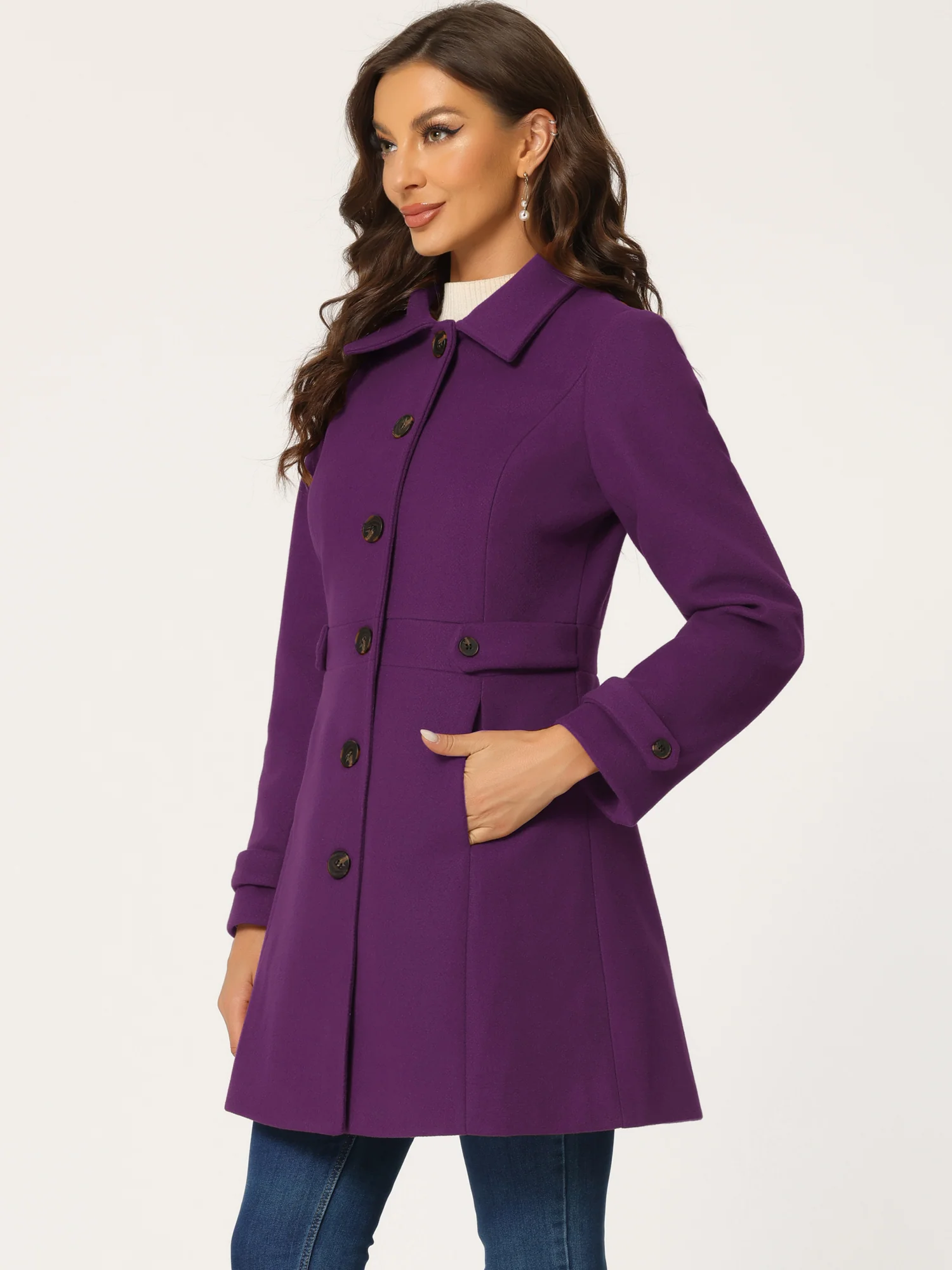 Winter Classic Outwear Overcoat with Pockets Single Breasted Coat