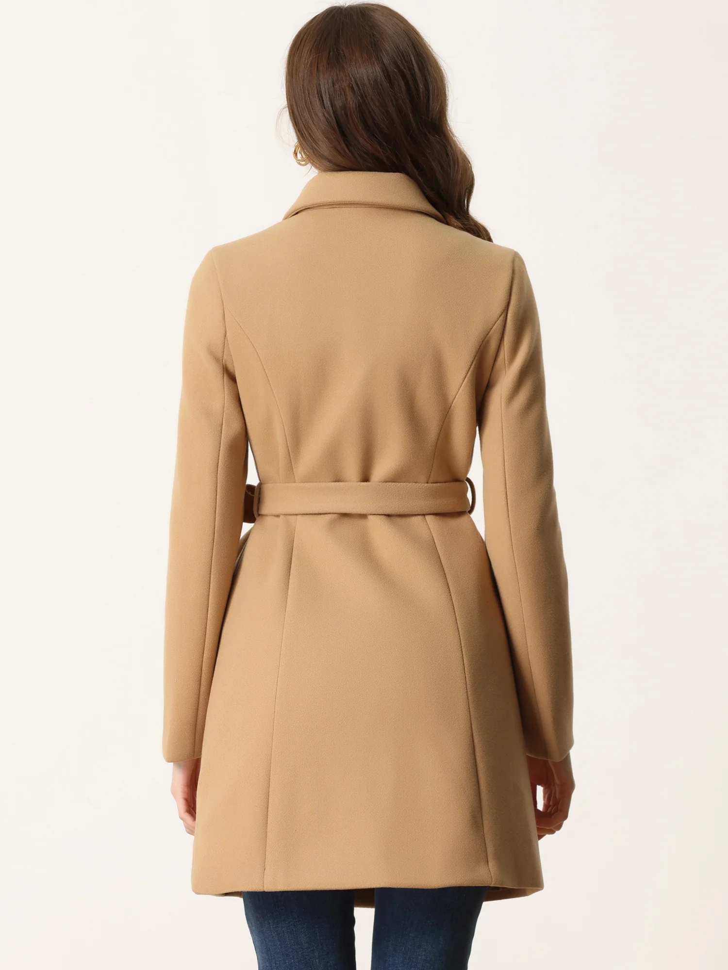 Lapel Double Breasted Slant Pocket Button Belted Pea Coats