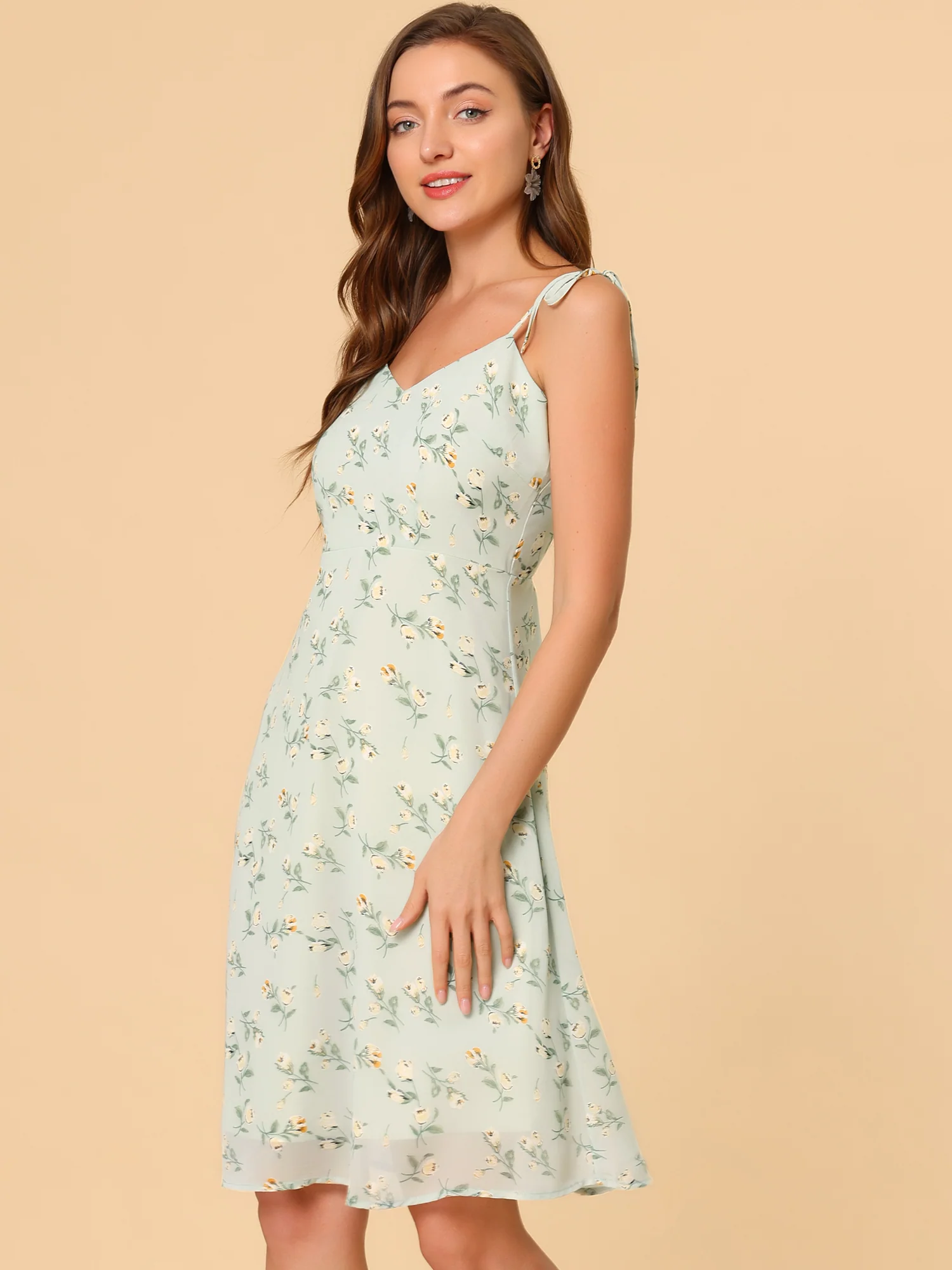 Spaghetti Strap Dress A-Line Smocked Beach Summer Floral Sundress